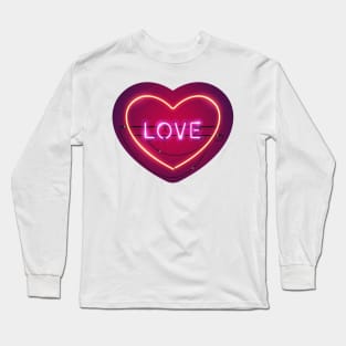 Pink Love in the Heart Neon Sign Long Sleeve T-Shirt